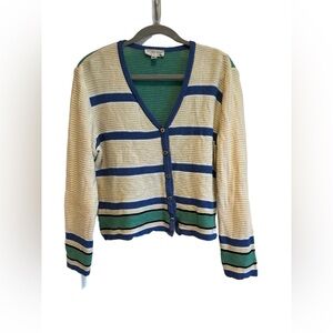 Retail $395 St John Santana  Knit Preppy Nautical Button Down Sweater